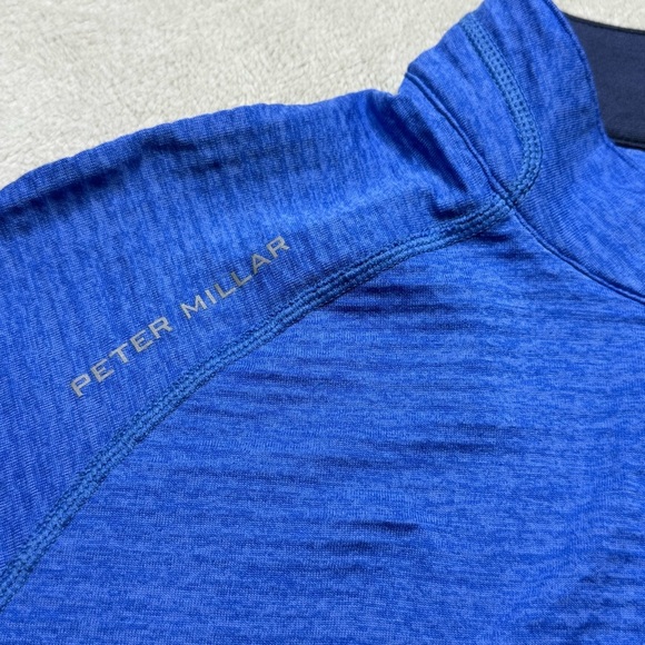 Peter Millar mens XL royal blue quarter zip golf pullover athletic travel wear - Picture 10 of 11
